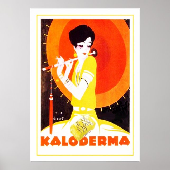 Póster Mujer Art Deco con paraguas (Frente)