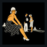 Póster Mujer Art Deco zapata polka dot negro<br><div class="desc">Esta imagen fue originalmente parte de un anuncio de 1930 de White Kid Shoes de la Amalgamated Leather Companies,  Inc. Hoy llegan a productos perfectos para el hogar,  la oficina y el viaje entre ambos.</div>