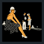 Póster Mujer Art Deco zapata polka dot negro<br><div class="desc">Esta imagen fue originalmente parte de un anuncio de 1930 de White Kid Shoes de la Amalgamated Leather Companies,  Inc. Hoy llegan a productos perfectos para el hogar,  la oficina y el viaje entre ambos.</div>