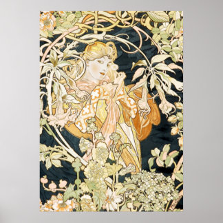 Póster Mujer Art Nouveau impresionante de Alphonse Mucha 