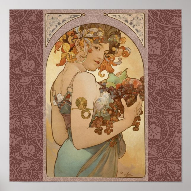 Póster Mujer Art Nouveau Mucha Hermosa (Frente)