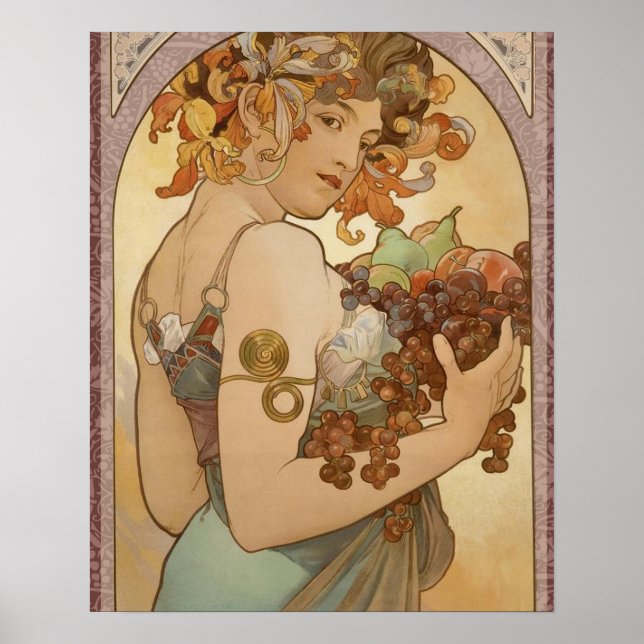 Póster Mujer Art Nouveau Mucha Hermosa (Frente)