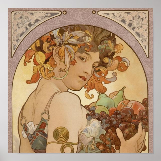 Póster Mujer Art Nouveau Mucha Hermosa (Frente)