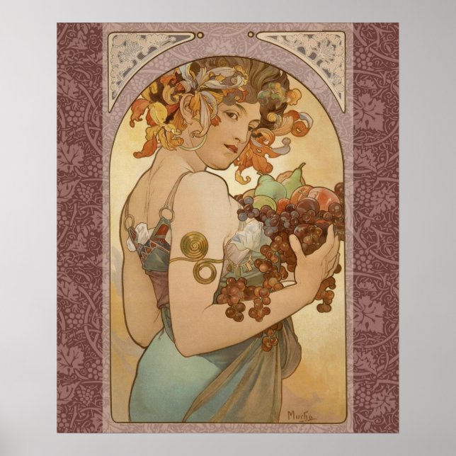 Póster Mujer Art Nouveau Mucha Hermosa (Frente)