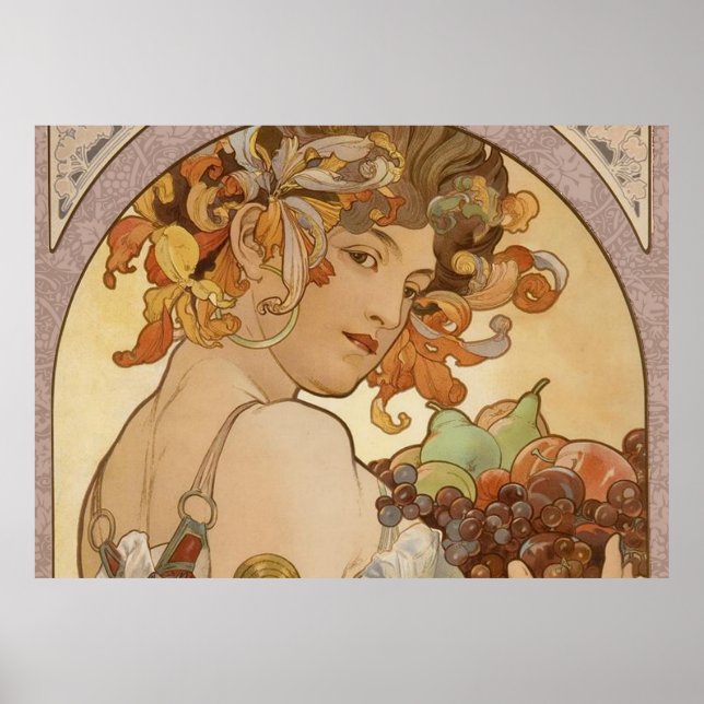 Póster Mujer Art Nouveau Mucha Hermosa (Frente)