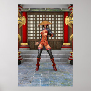 Póster Mujer asiática de batalla