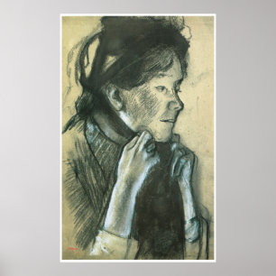 Póster Mujer atando los cintas a su Gorra, Edgar Degas