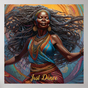 Póster Mujer bailando libre africana