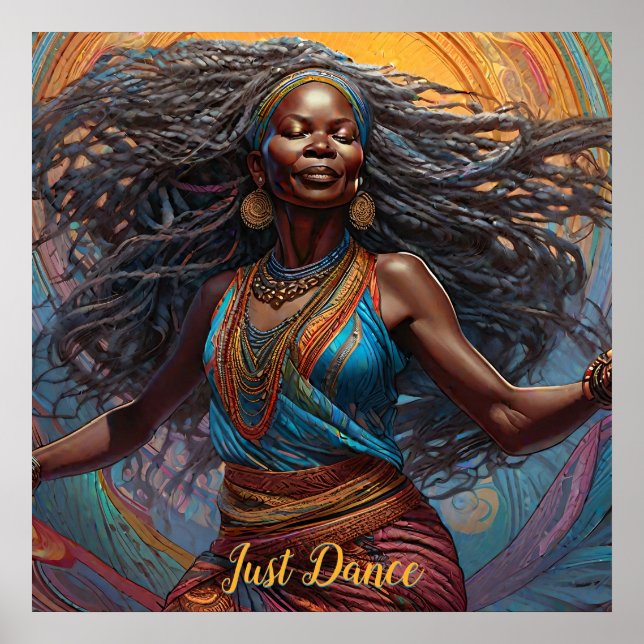 Póster Mujer bailando libre africana (Frente)