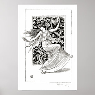 Póster Mujer bailarina Art Nouveau de época de Walter Cr