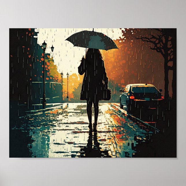 Póster Mujer bajo la lluvia (Frente)
