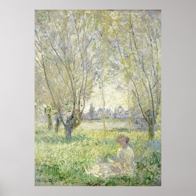 Póster Mujer bajo los sauces, Monet 1880 (Frente)