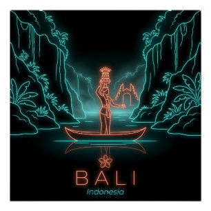 Póster Mujer Bali Kebaya — Río Sagrado— Indonesia