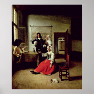 Póster Mujer bebiendo con soldados, 1658