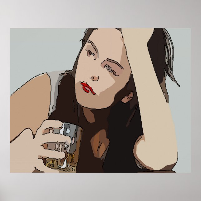 Póster Mujer bebiendo Whisky (Frente)