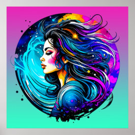 Póster Mujer bella etérea nunca deja de soñar