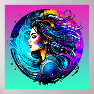 Póster Mujer bella etérea nunca deja de soñar