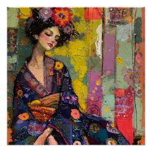 Mujer bendita en Kimono