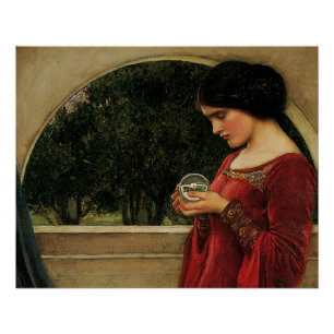 Póster Mujer Bola de Cristal Pintura de Waterhouse