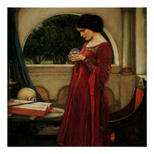 Póster Mujer Bola de Cristal Pintura de Waterhouse