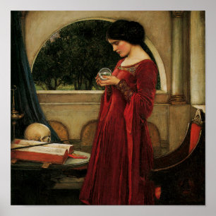 Póster Mujer Bola de Cristal Pintura de Waterhouse