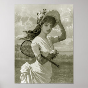 Póster Mujer bonito Con Tenis Racket, 1887