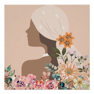 Póster Mujer Botánica Estética Neutral