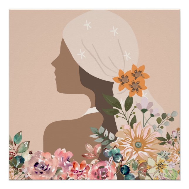 Póster Mujer Botánica Estética Neutral  (Anverso)