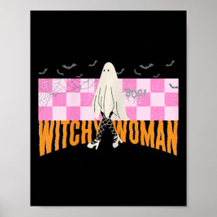Póster Mujer bruja divertida disfraz de Halloween espeluz