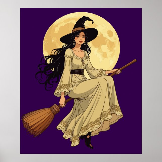Póster Mujer bruja inspirada en Boho astride A Besom (Frente)