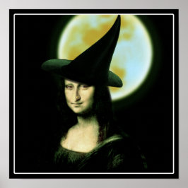 Póster Mujer bruja Mona Lisa Halloween