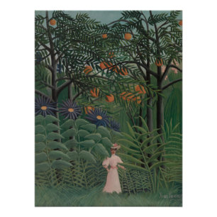 Póster Mujer caminando en un bosque exótico, Henri Rousse