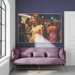 Póster Mujer caminando por la vida nocturna Multitud Pint