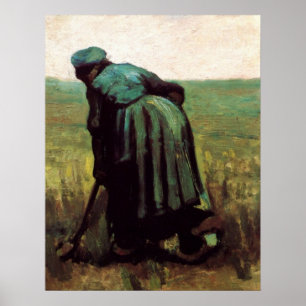 Póster Mujer campesina cavando por Vincent van Gogh