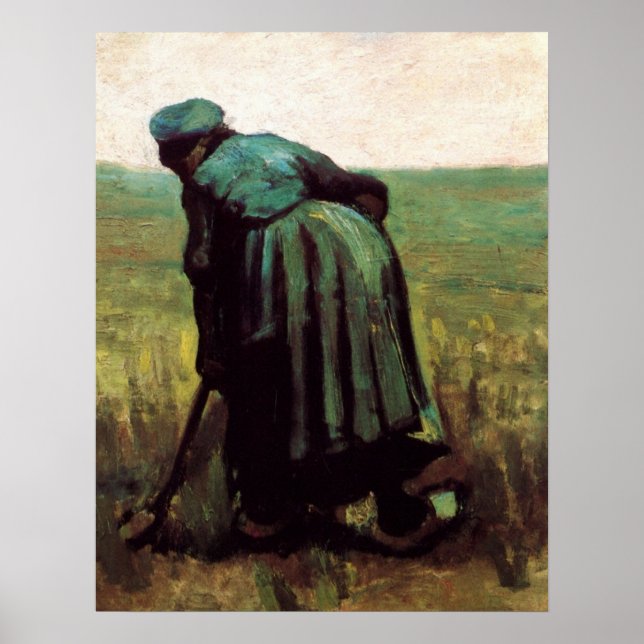 Póster Mujer campesina cavando por Vincent van Gogh (Frente)