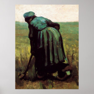 Póster Mujer campesina cavando por Vincent van Gogh
