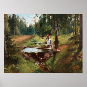 Póster Mujer Campesina de Primavera en el Bosque Pintura