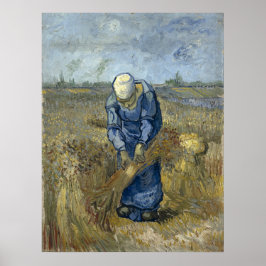 Póster Mujer campesina enlaza hojas de Vincent Van Gogh