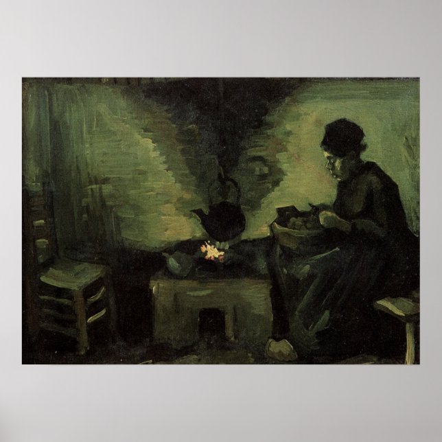 Póster Mujer campesina junto a la chimenea de Vincent van (Frente)