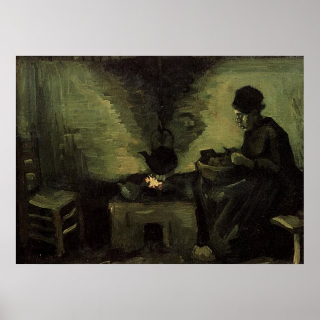 Póster Mujer campesina junto a la chimenea Vincent van Go (Frente)
