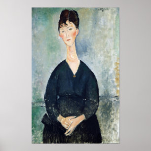 Póster Mujer cantando en un café retrato por Amedeo Modig