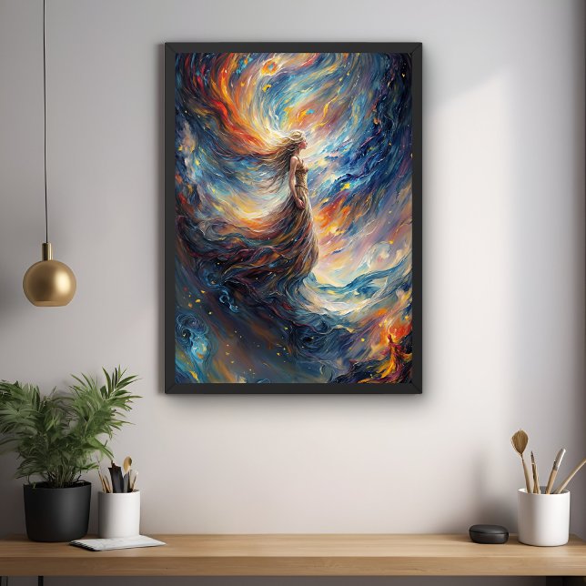 Póster Mujer celestial en ardiente arte cosmos (Subido por el creador)