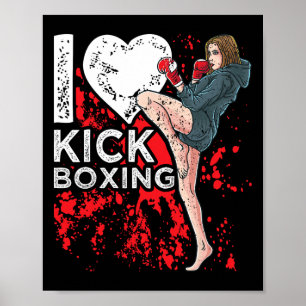 Póster Mujer Chica Kickboxer Me encanta el kickboxing
