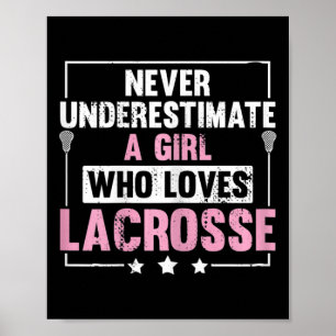 Póster Mujer Chica Que Ama Jugar Palo De Lacrosse Lax