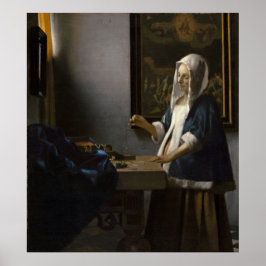 Póster Mujer con balance de Johannes Vermeer