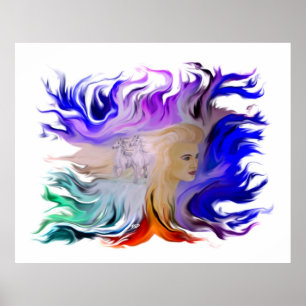 Póster Mujer con caballo