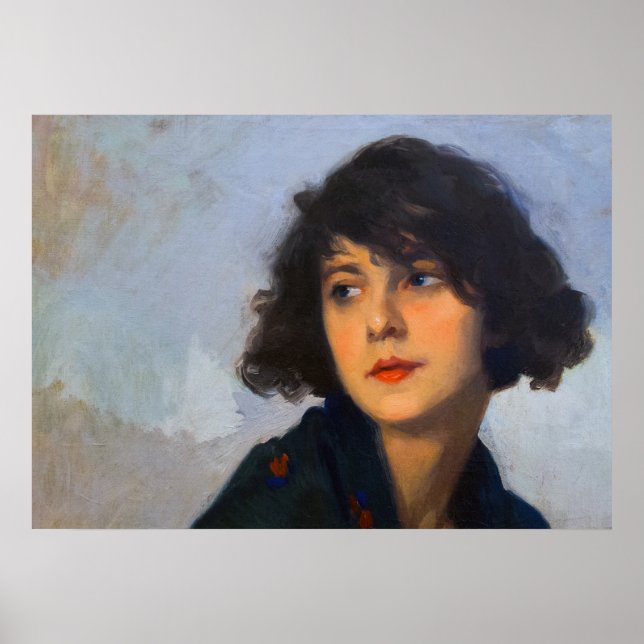 Póster Mujer con chal verde, Cyprien Eugène Boulet (Frente)