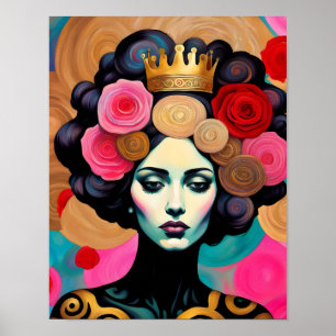 Póster Mujer con corona de oro