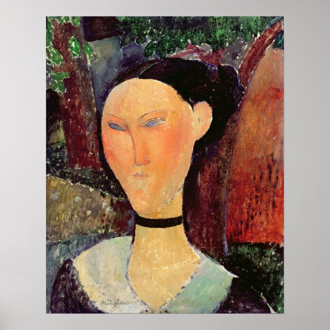 Póster Mujer con cuello de terciopelo, c.1915 (Frente)