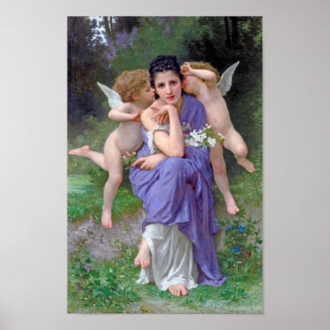Póster Mujer con Cupido, Bouguereau (Frente)